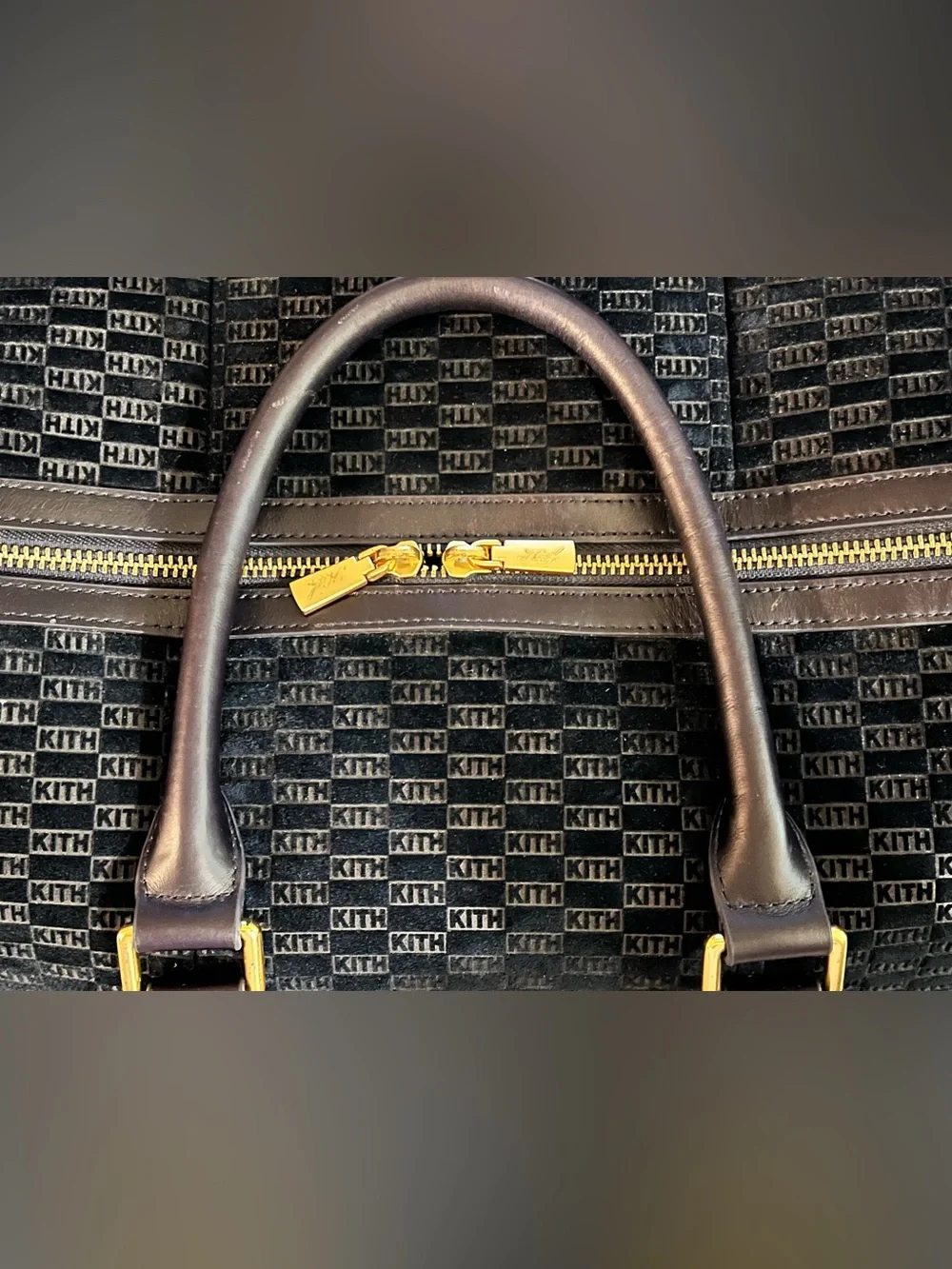 Kith Monogram Suede Traveler K40 Duffel in Black with Good Hardware 2025 model